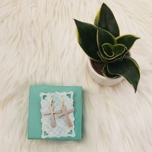 Faux leather cross earrings - handmade NWB